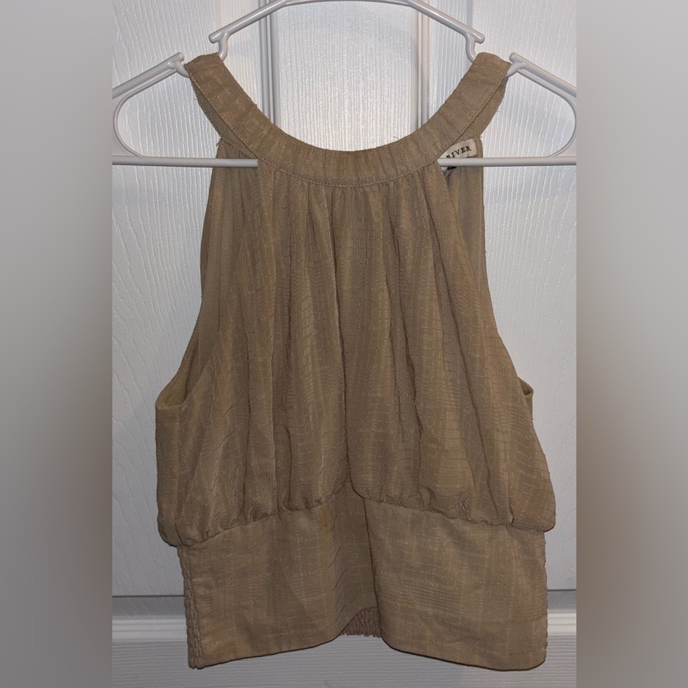 Moon River Tan Halter Crop Top